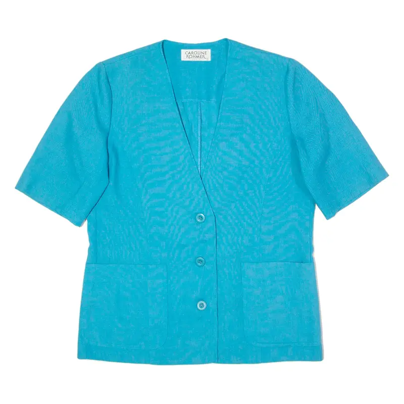 CAROLINE ROHMER Womens Blazer Jacket Blue 90s XL
