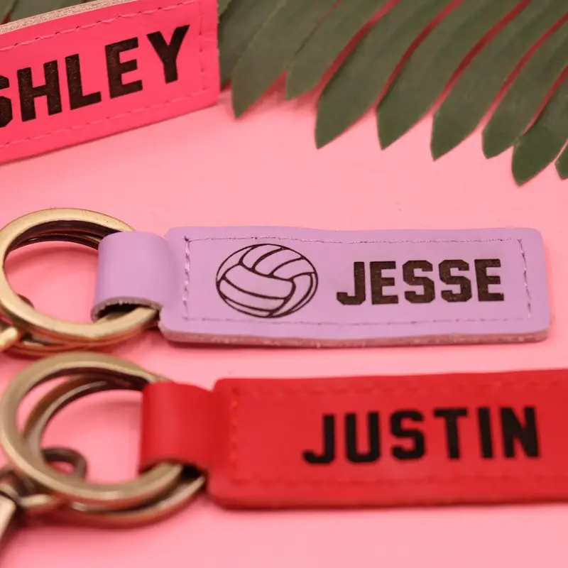 Colorful Leather Volleyball Keychain , Real Leather, Same Day Shipping, Free Shipping US