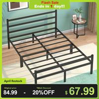【Restock】Mr IRONSTONE Bed Frame Heavy Duty Metal Platform Bed Frames with Storage, Queen Size Bed, 14 inch, Noise Free, H...