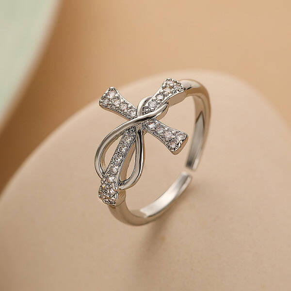 Brass Micro Pave Cubic Zirconia Open Cuff Rings