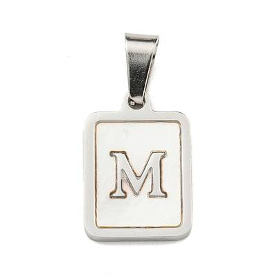 304 Stainless Steel Pave Natural White Shell Pendants