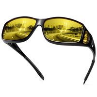Night Vision Driving Glasses Fit Over Glasses for Men Women, Anti Glare Polarized Nighttime Glasses HD Yellow Lens