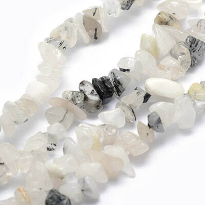 Natural Tourmalinated Quartz/Black Rutilated Quartz Beads Strands