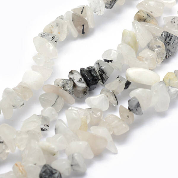 Natural Tourmalinated Quartz/Black Rutilated Quartz Beads Strands