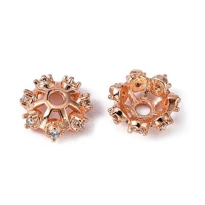 Brass Micro Pave Cubic Zirconia Bead Caps