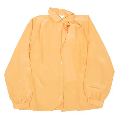 JULIETTA Womens Blouse Orange Collared Long Sleeve L