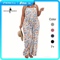 Chulianyouhuo Women's Plus Size Jumpsuit Overalls Wide Leg Casual Summer Outdoorfun Rompers Adjustable Loose Fit Jumpsuits Wi...