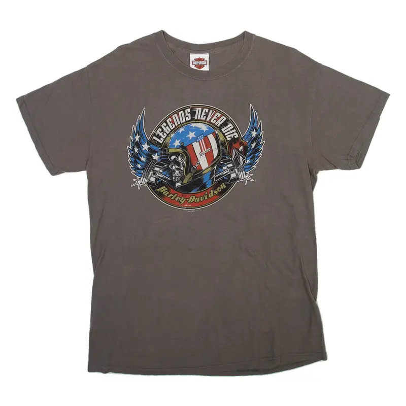 HARLEY DAVIDSON Mens Biker T-Shirt Grey USA M