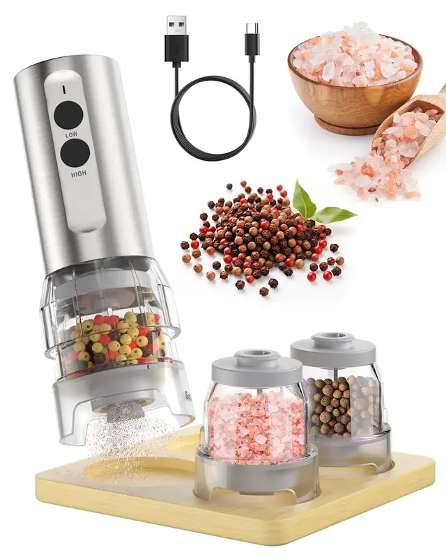 ODIFORGO Electric Salt and Pepper Grinder Set 2025 New Update,Quick Switching of Silos, Stainless Steel Automatic Pepper Mill...
