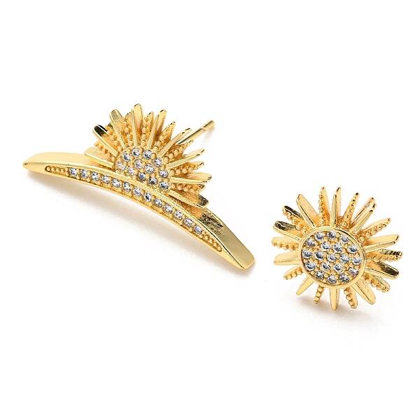 Cubic Zirconia Sun Asymmetrical Earrings