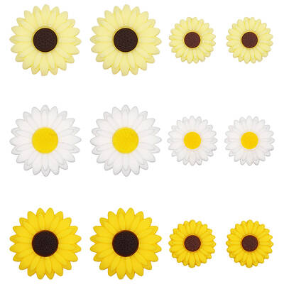 18Pcs 6 Styles Daisy Silicone Beads