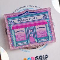 CrystalLovee The Bookstore Cute Pink Sparkly Acrylic Resin Kindle Grip Phone Grips, Magsafe, Adhesive Grip, Pop Socket