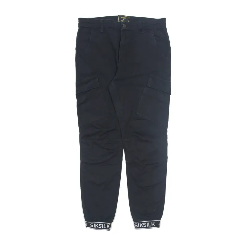 SIKSILK Cargo Trousers Black Regular Skinny Womens W30 L27