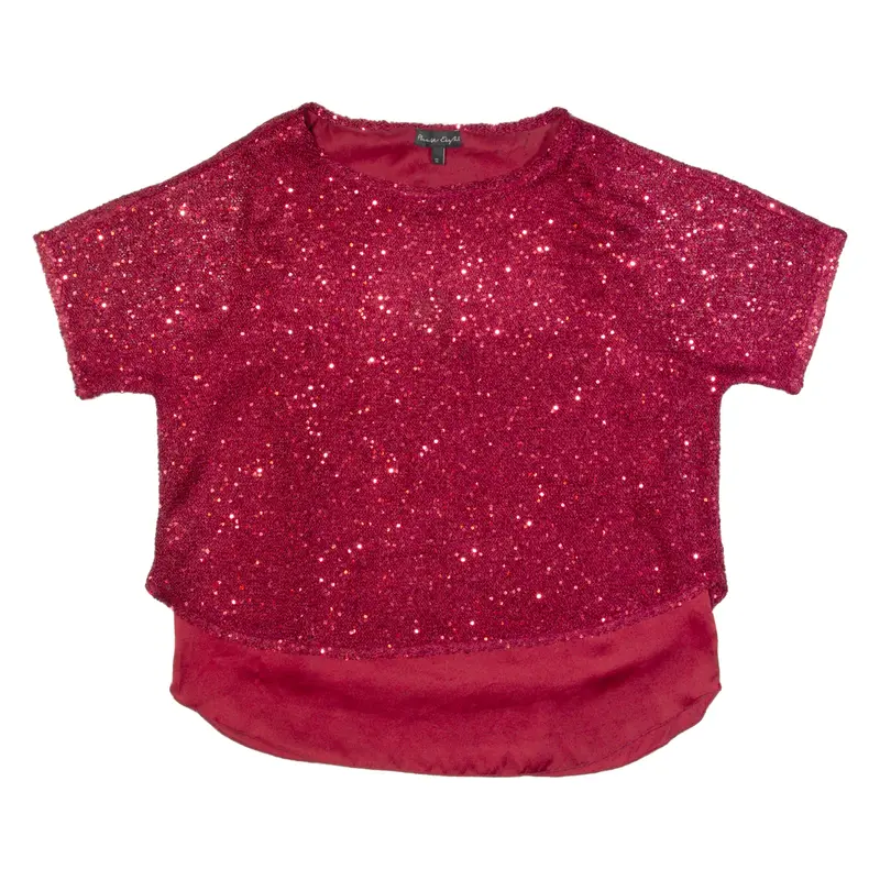 PHASE EIGHT Sequins Womens Top Red M