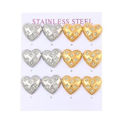 Ion Plating(IP) 304 Stainless Steel Heart Stud Earrings