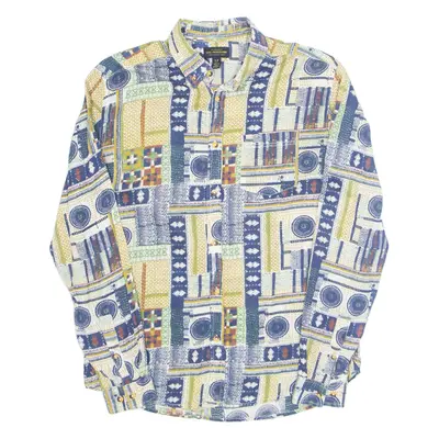 CPO PROVISIONS Mens Shirt Blue Crazy Pattern Long Sleeve S
