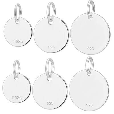 6Pcs 3 Size 925 Sterling Silver Pendants