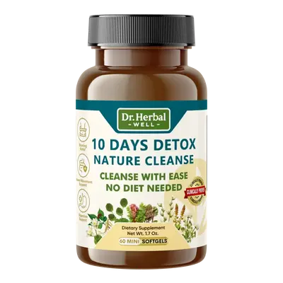 DR. HW 10 DAYS NATURAL DIGESTIVE WELLNESS Support 100% Natural Herbal Supplement (60 Mini Softgels) Multi-pack - Edible, Fitn...