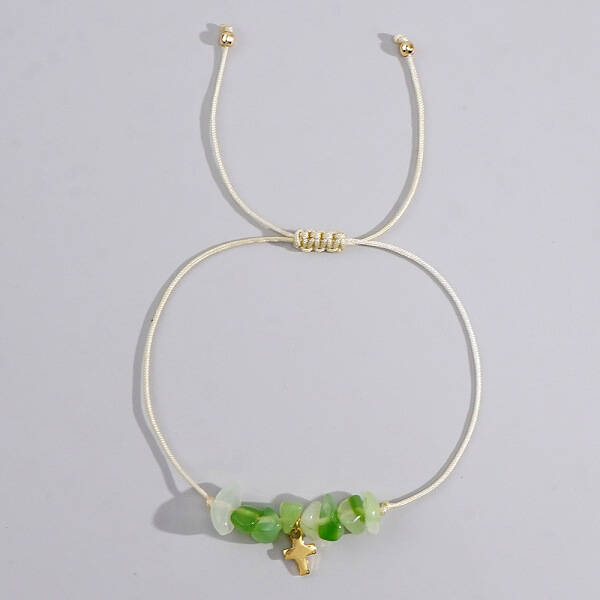 Bohemian Style Cross Natural Other Jade Braided Beaded Bracelets for Women