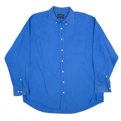NAUTICA Oxford Plain Shirt Blue Long Sleeve Mens XL