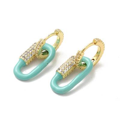 Oval Real 18K Gold Plated Brass Dangle Hoop Earrings