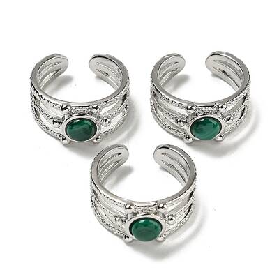 Natural Malachite Adjustable Rings