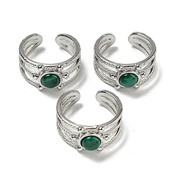Natural Malachite Adjustable Rings