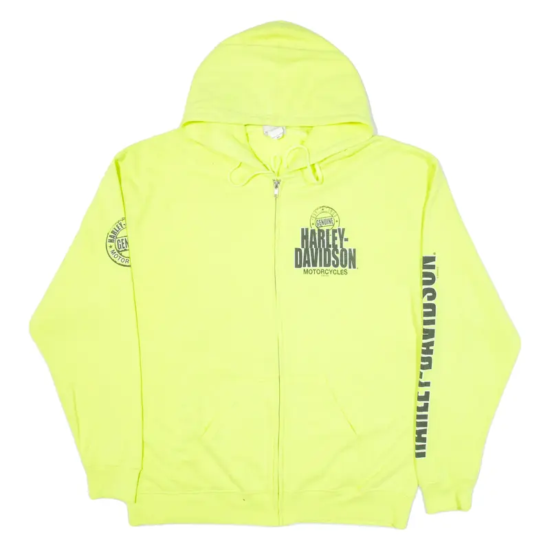 HARLEY DAVIDSON Mens Green Hoodie Full Zip USA M