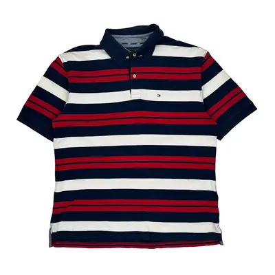 Tommy Hilfiger Striped Polo Shirt - XL Navy Cotton