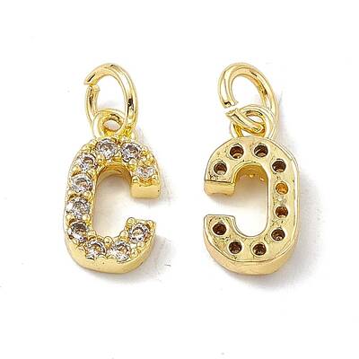 Real 18K Gold Plated Brass Micro Pave Clear Cubic Zirconia Charms