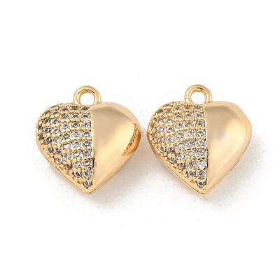 Brass Micro Pave Clear Cubic Zirconia Charms