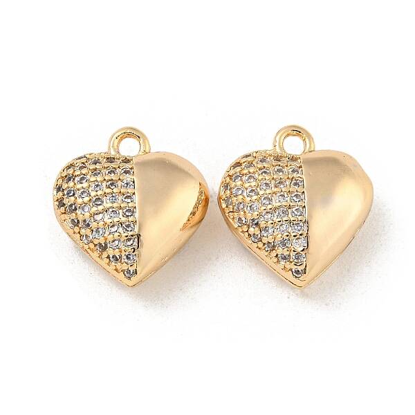 Brass Micro Pave Clear Cubic Zirconia Charms
