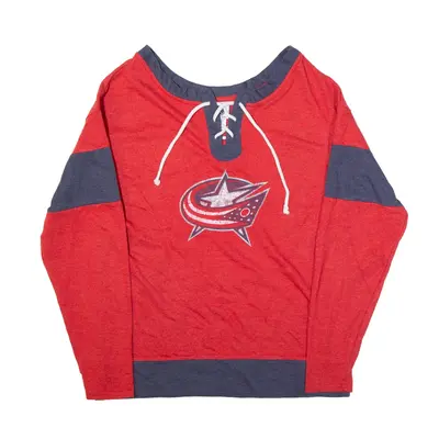 NHL Columbus Blue Jackets USA Tie Up Sweatshirt Red Womens S