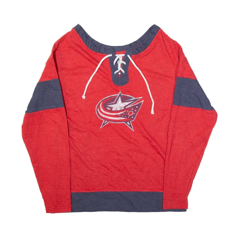 NHL Columbus Blue Jackets USA Tie Up Sweatshirt Red Womens S