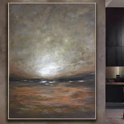 Large Abstract Painting On Canvas Landscape Painting Earth Tones Painting Modern Painting Wall Art Painting | BEFORE SUNSET