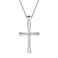 Sterling Silver Cross Necklace for Women - Unisex Religious Engraved Cross Pendant with Faith, Hope, and Love