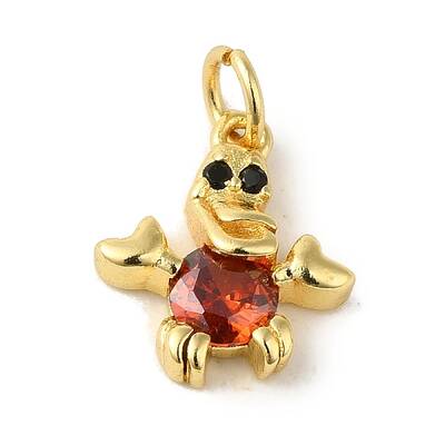 Brass Micro Pave Red Cubic Zirconia Pendants