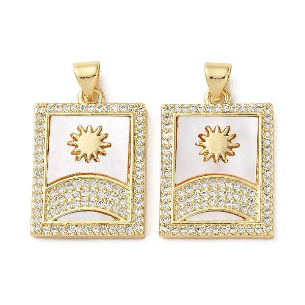 Brass Micro Pave Clear Cubic Zirconia Pendants