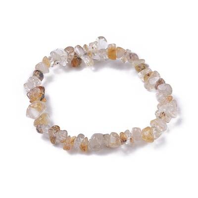 Natural Gold Rutilated Quartz Beads Stretch Bracelets