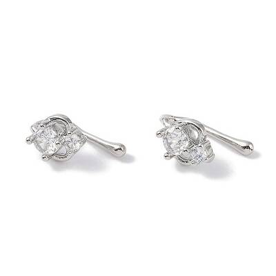 Heart Brass Micro Pave Cubic Zirconia Cuff Earrings for Women