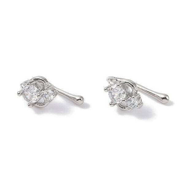 Heart Brass Micro Pave Cubic Zirconia Cuff Earrings for Women