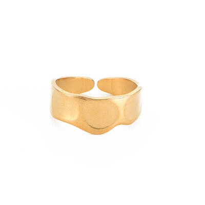 Ion Plating(IP) 304 Stainless Steel Flat Round Open Cuff Ring for Women