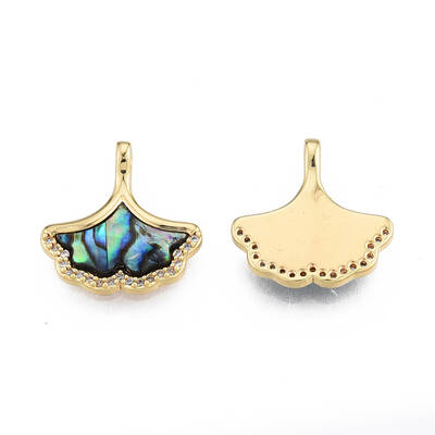 Synthetic Abalone Shell/Paua Shell Charms with Real 18K Gold Plated Brass Findings
