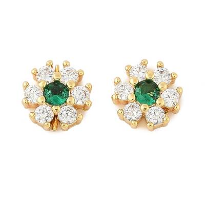 Brass Micro Pave Cubic Zirconia Beads