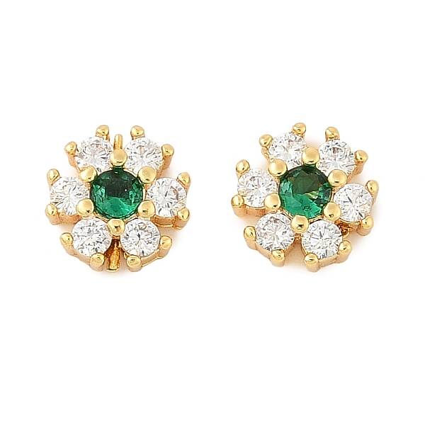 Brass Micro Pave Cubic Zirconia Beads