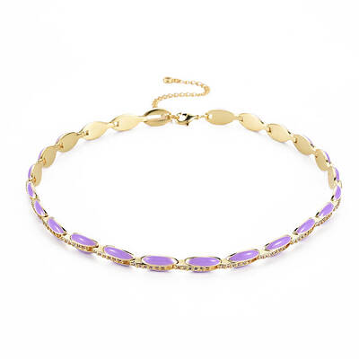 Brass Micro Pave Cubic Zirconia Link Tennis Necklaces for Women