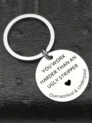 Letter & Heart Pattern Slogan Metal Keychain, Round Shaped Stainless Steel Keychain for Men & Women, Gifts for Friends and Br...