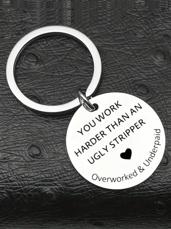 Letter & Heart Pattern Slogan Metal Keychain, Round Shaped Stainless Steel Keychain for Men & Women, Gifts for Friends and Br...
