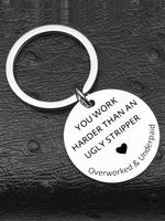 Letter & Heart Pattern Slogan Metal Keychain, Round Shaped Stainless Steel Keychain for Men & Women, Gifts for Friends and Br...