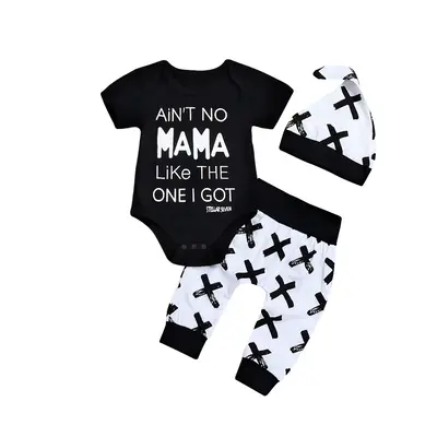 Newborn Kid Baby Boy 3pcs Clothes Jumpsuit Romper Bodysuit Pants Hat Outfits Set